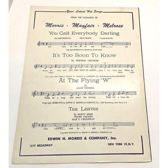 On a Slow Boat to China Piano Sheet Music Vintage Frank Loesser 1948 - Picture 4 of 6